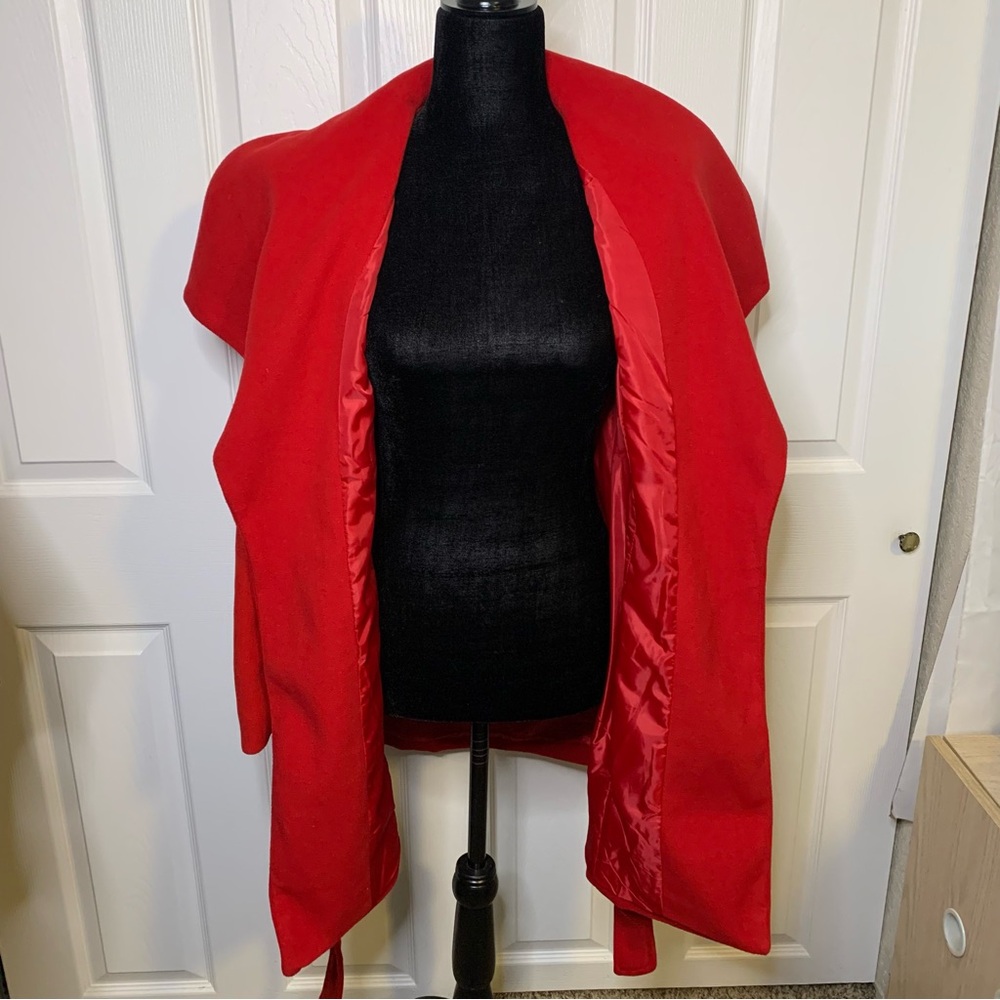 Love Tree Red Belted Wrap Coat - Picture 6 of 8